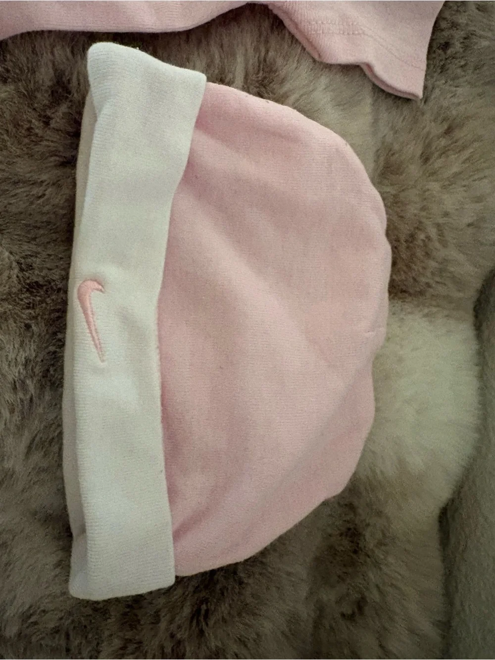Nike Pink & White Infant Bodysuit Set with Hat and Mittens